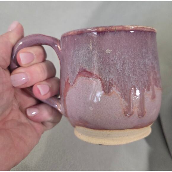 Purple Glaze Pottery Annike MUG Flowers Drawn on Bottom Artistic - Picture 6 of 7